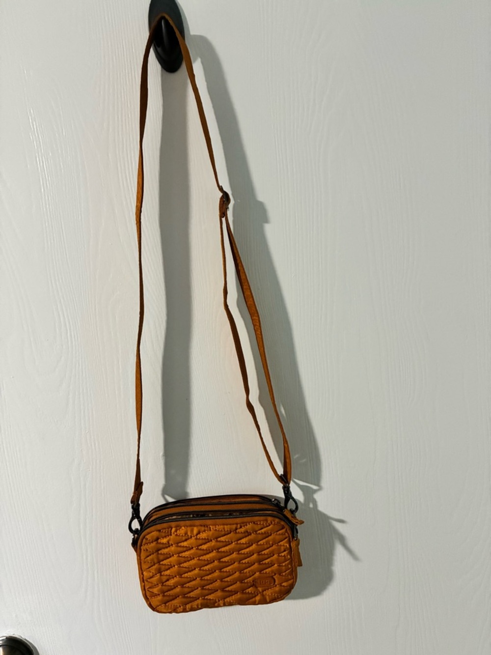 lug Quilted Tan Crossbody Bag with Adjustable Strap